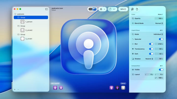 Apple's new Icon composer for liquid glass UI